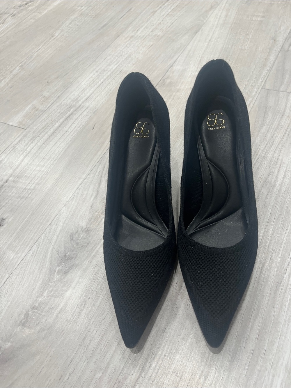 Cozy Island Comfy Black Pointed Knit Pumps